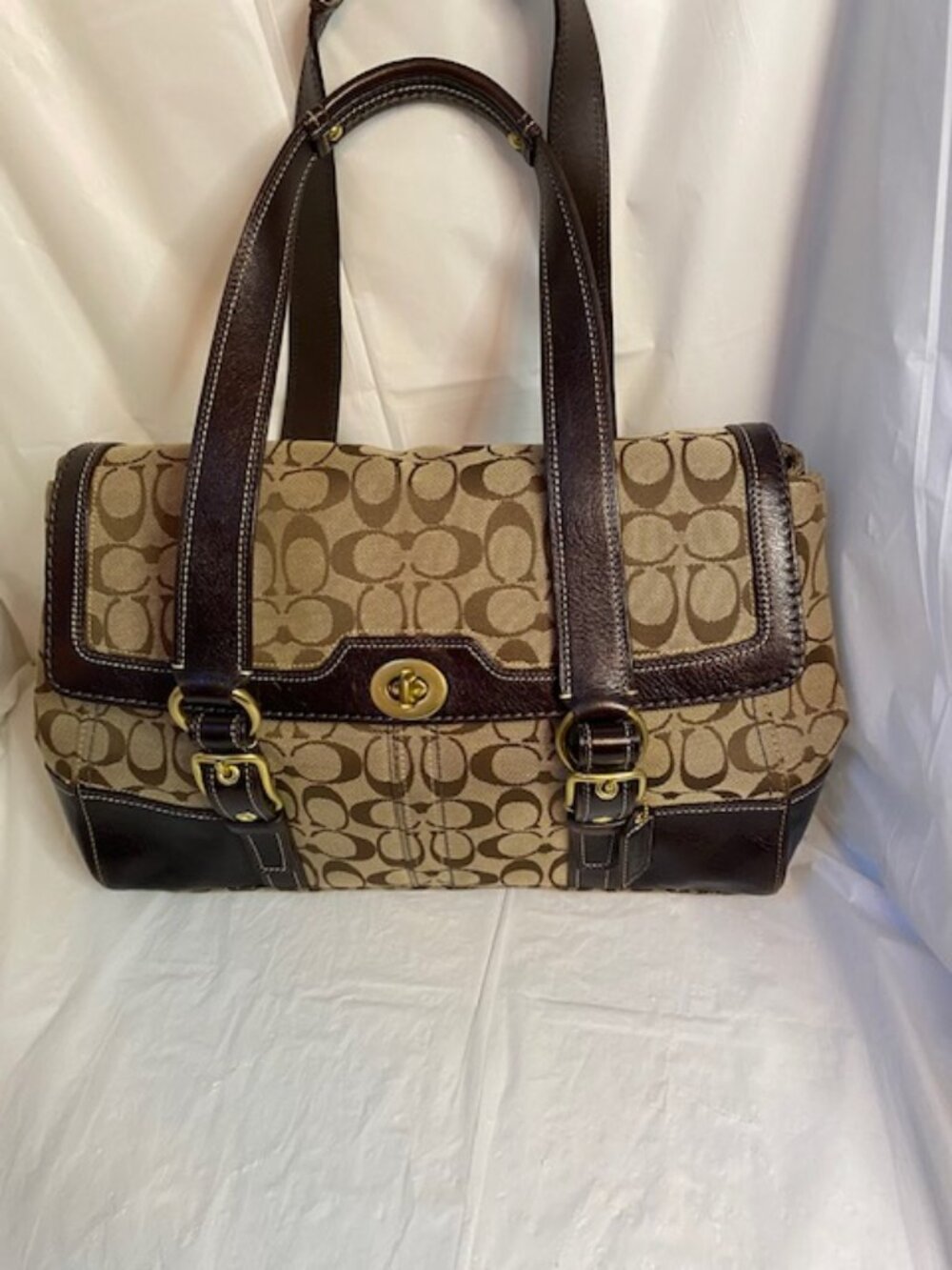 Coach Hamptons Signature Canvas Flap Satchel